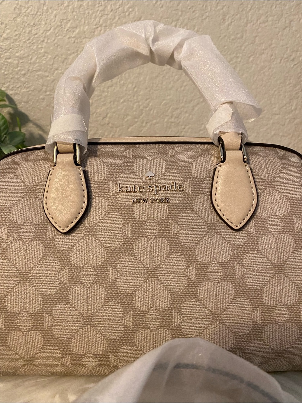 Kate Spade Madison duffle crossbody Beige Floral Satchel Zip Top Handle Strap - Picture 2 of 11